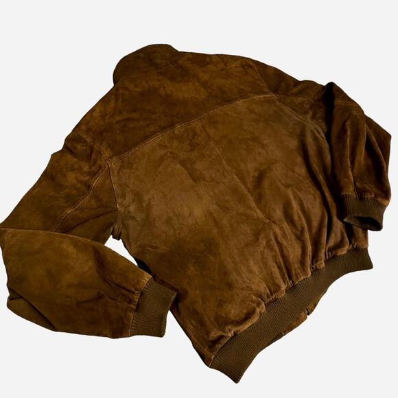 Reserve by Patrick James Size L Genuine Leather Brown Bomber Jacket Vintage - Picture 10 of 15